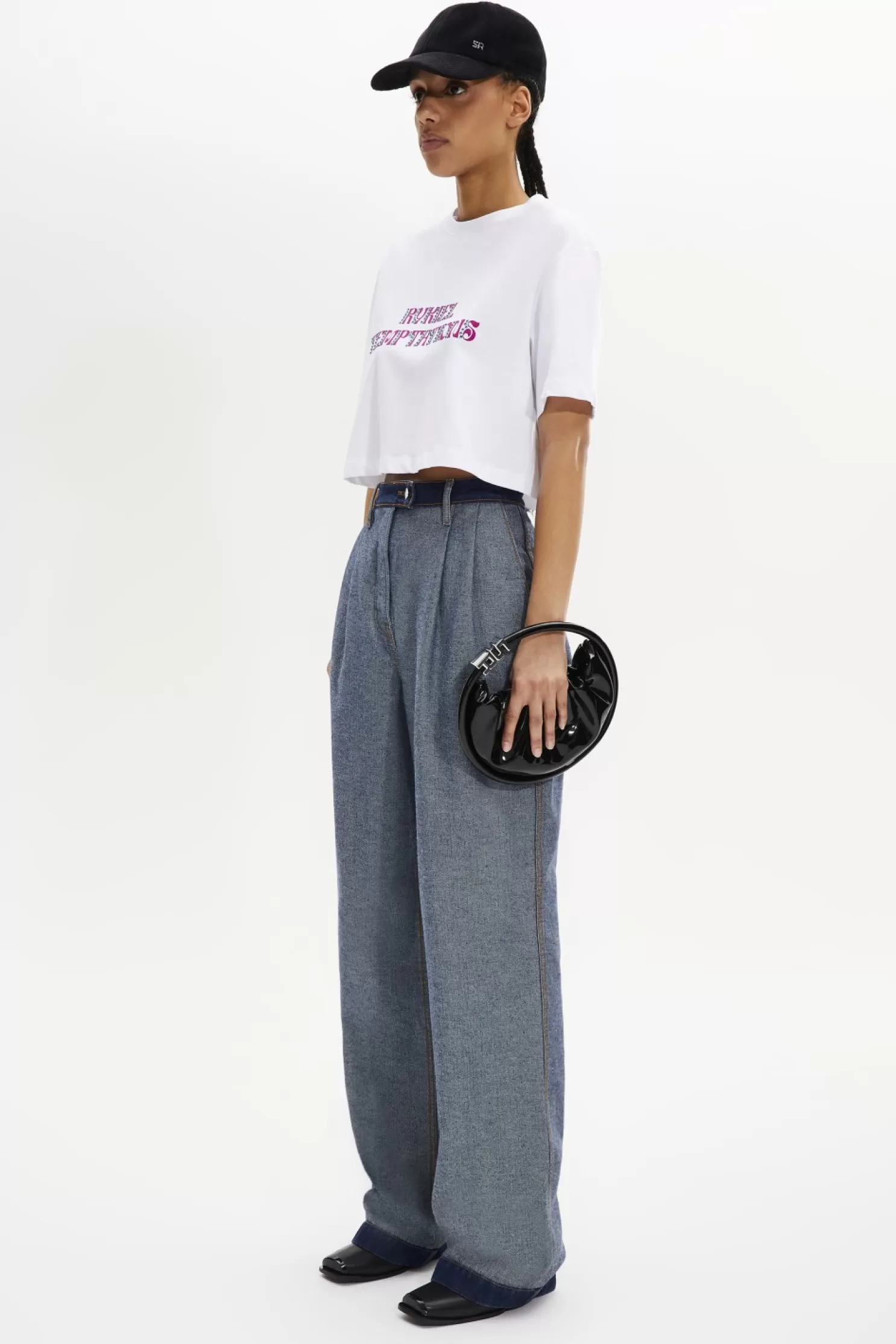 Hot Sonia Rykiel T-Shirt Crop Col Rond A Manches Courtes En Jersey De Coton Blanc / Blanc